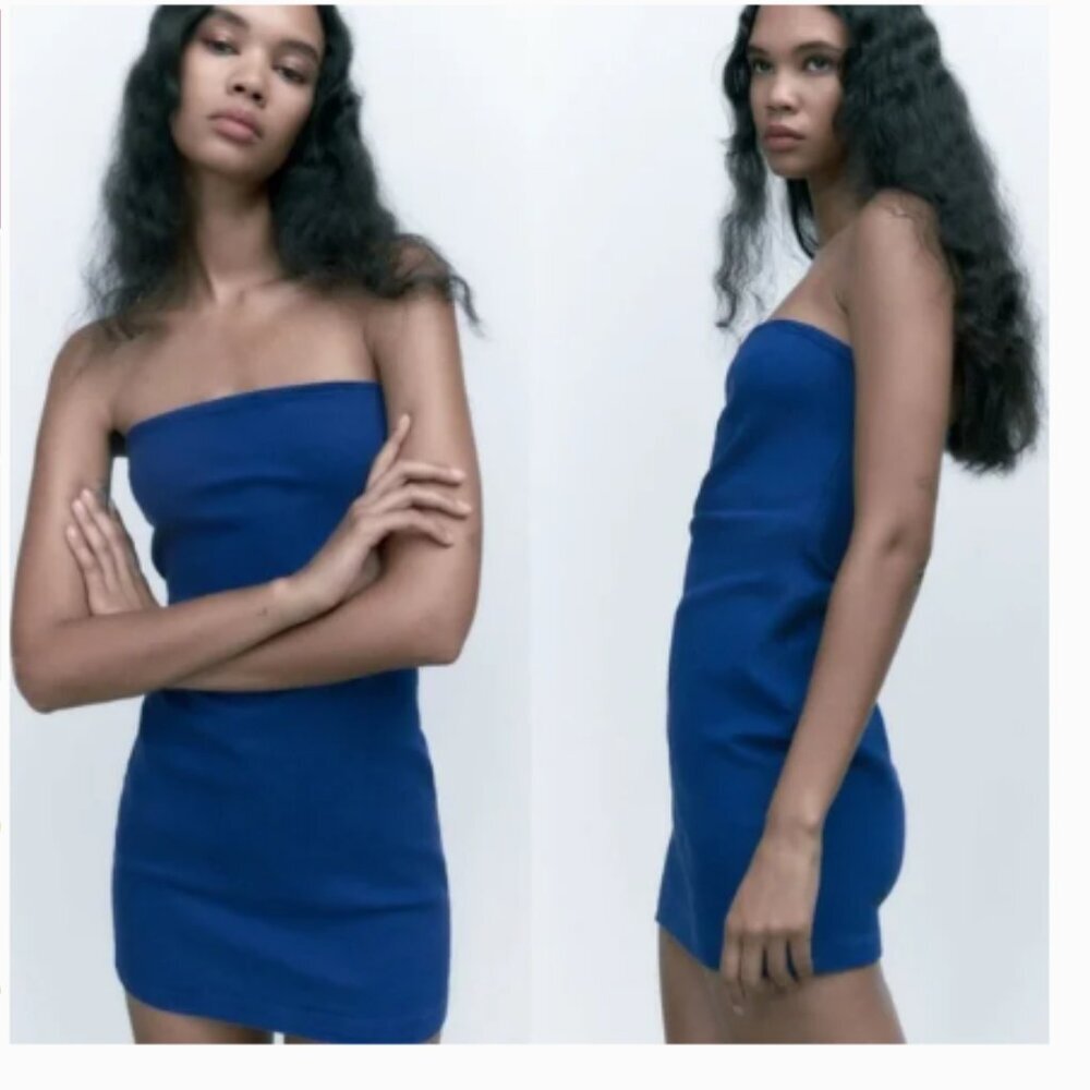 ZARA Bandeau Strapless Mini Cocktail Dress size large NWT